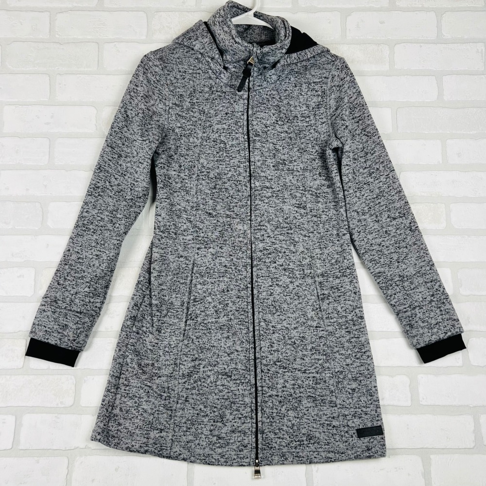 Calvin Klein Performance Womens Grey Marled Longline Zip Up Hooded Jacket Small